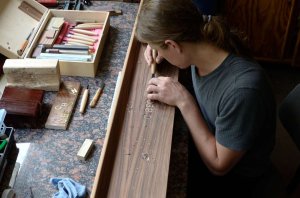 Bechstein Tastenklappe Palisander restaurieren